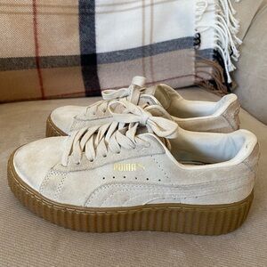 Puma Cream Sneakers with Suede Thick Sole